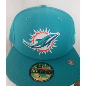 Miami Dolphins Hat Cap 59Fifty Teal Size 7 1/4 Fitted NFL New Era